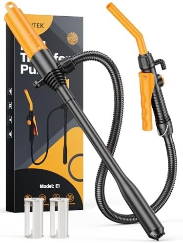 GPUTEK Pompă Electrică Portabilă pentru Transfer Combustibil și Lichide – 2,6 GPM, cu Furtun și Control al Debitului