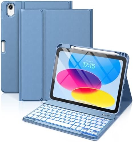 Husă cu Tastatură Bluetooth pentru iPad 10 Gen / iPad 11 A16 – Albastru
