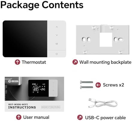 Termostat WiFi BEOK W506, negru, pentru centrală pe gaz, Tuya Smart, Alexa și Google Home, 3A - imagine 7