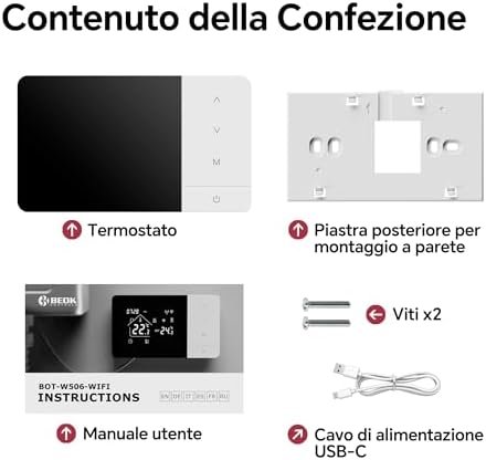 Termostat WiFi BEOK W506, negru, pentru centrală pe gaz, Tuya Smart, Alexa și Google Home, 3A - imagine 8