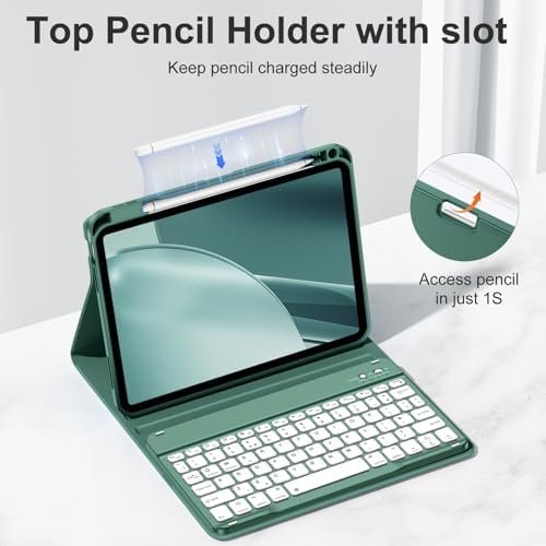 Husă cu Tastatură Bluetooth pentru iPad 10 Gen / iPad 11 A16 – Verde PineGreen - imagine 6
