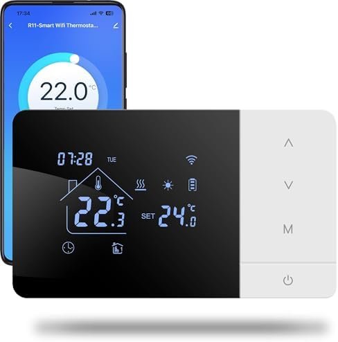 Termostat WiFi BEOK W506, negru, pentru centrală pe gaz, Tuya Smart, Alexa și Google Home, 3A