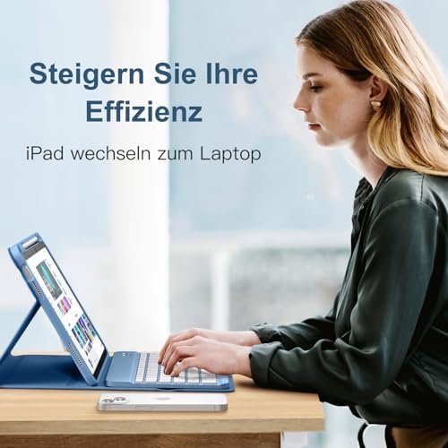 Husă cu Tastatură Bluetooth pentru iPad 10 Gen / iPad 11 A16 – Albastru - imagine 7