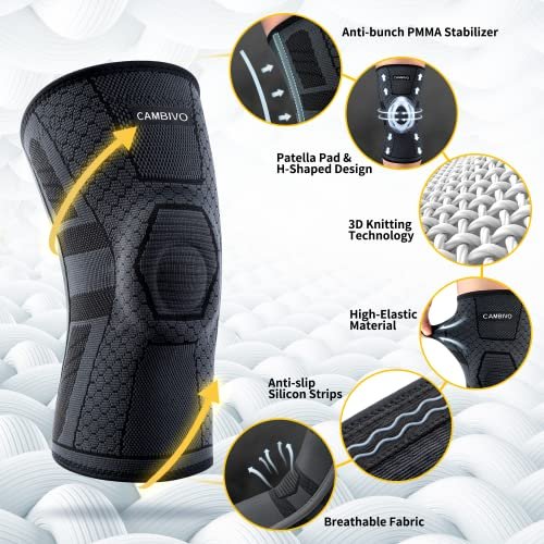 Genunchiere CAMBIVO pentru sport și fitness – cu stabilizatoare laterale și suport pentru rotulă, XL, set 2 bucăți - imagine 3