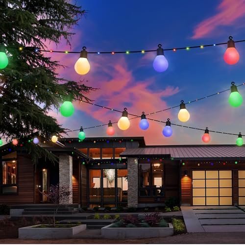 Ghirlandă solară LED Litark 10 m, 100 LED-uri, 20 becuri G40, multicolor, telecomandă, USB, IP65 - imagine 5