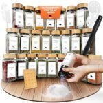 Set 24 Borcane pentru Condimente comforder, 120 ml, Capace din Bambus, Etichete și Accesorii