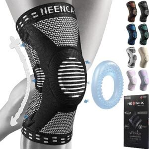 Genunchieră NEENCA cu compresie, suport pentru rotulă și stabilizatoare laterale – XL, negru