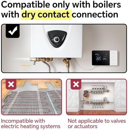 Termostat WiFi BEOK W506, negru, pentru centrală pe gaz, Tuya Smart, Alexa și Google Home, 3A - imagine 2