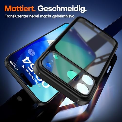 Husă TAURI mată, neagră, pentru iPhone 17 Pro 6,3", protecție antișoc + folie de sticlă 9H - imagine 4