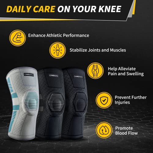 Genunchiere CAMBIVO pentru sport și fitness – cu stabilizatoare laterale și suport pentru rotulă, XL, set 2 bucăți - imagine 4