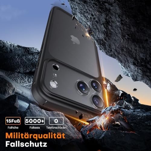 Husă TAURI mată, neagră, pentru iPhone 17 Pro 6,3", protecție antișoc + folie de sticlă 9H - imagine 5