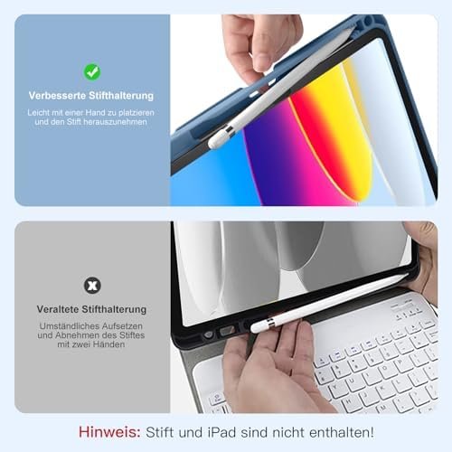 Husă cu Tastatură Bluetooth pentru iPad 10 Gen / iPad 11 A16 – Albastru - imagine 6